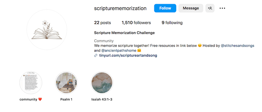 Scripture Memorization Instagram screenshot Scripture Memorization Instagram screenshot