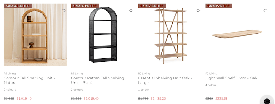 shelving Storefront featuring four wooden shelves for sale