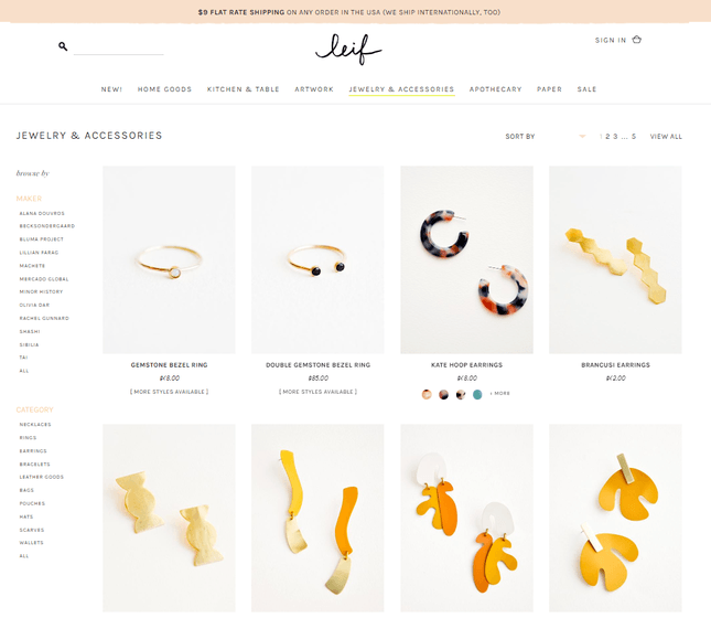 Shopify Example Store Leif shopify example jewelry store leif