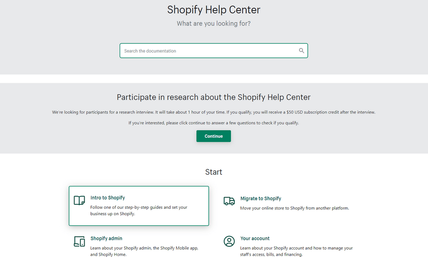shopify help center ecommerce software