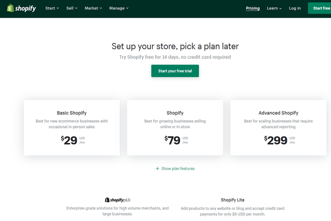 Shopify Pricing