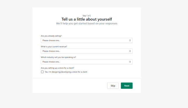 Shopify Sign up Questions Shopify Sign up Questions