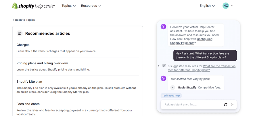 Using Shopify's live chat support