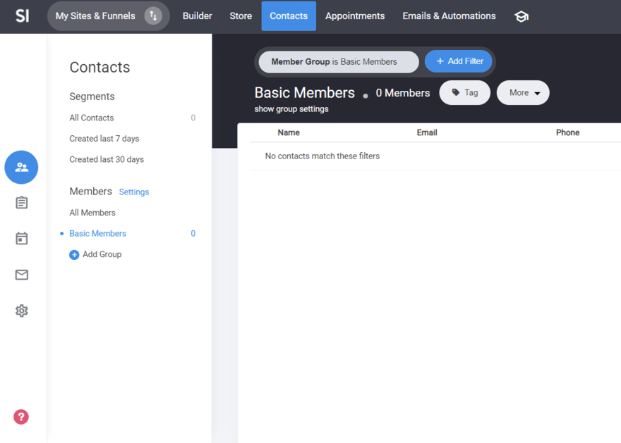 Simvoly members dashboard Simvoly members dashboard