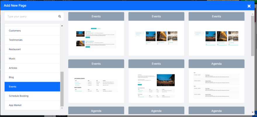 Site123 editor design elements Pop up library of website elements on Site123