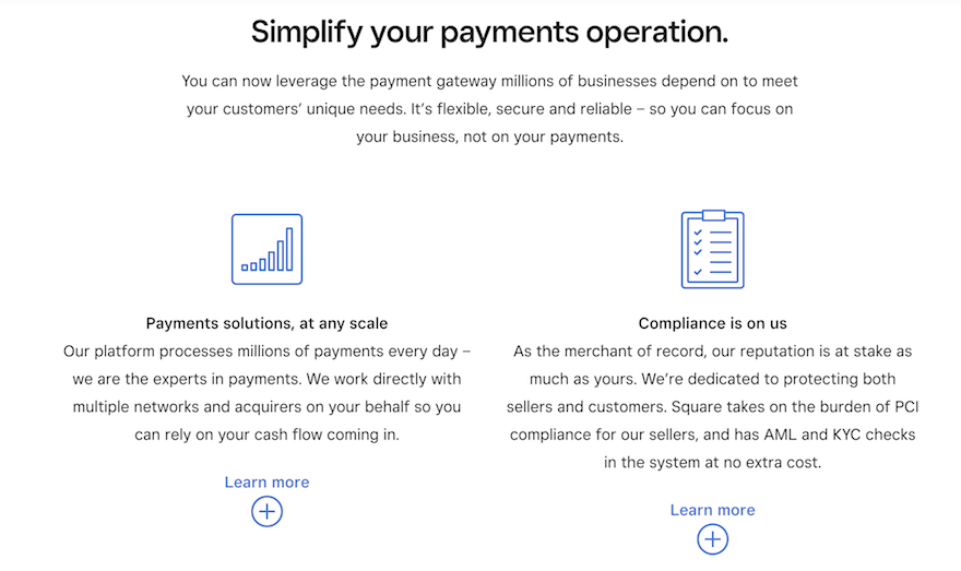 Square payment gateway website page screenshot Square payment gateway website page screenshot