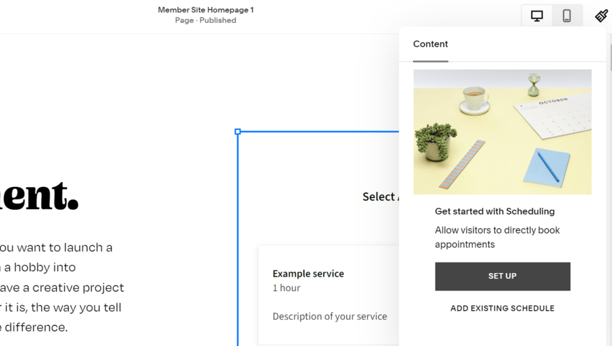 Acuity Scheduling setup in Squarespace editor