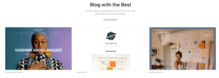 Squarespace Blogging Selection of 3 active blog examples built by Squarespace