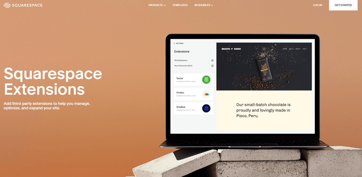 squarespace extensions Promotion for Squarespace Extensions, featuring an image of a laptop browsing the extensions available