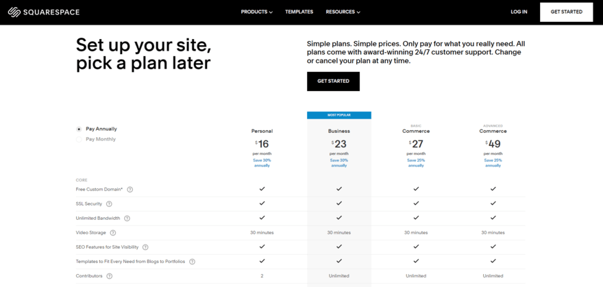 Squarespace Pricing September 2022 Squarespace pricing plans