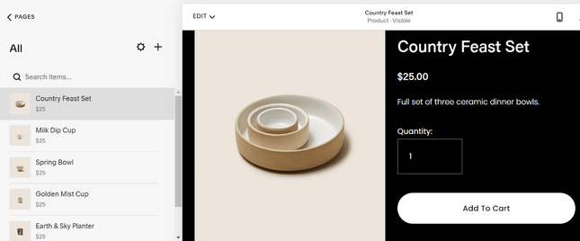 squarespace product management squarespace inventory system with menu and picture of crockery