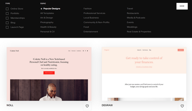 squarespace template designs