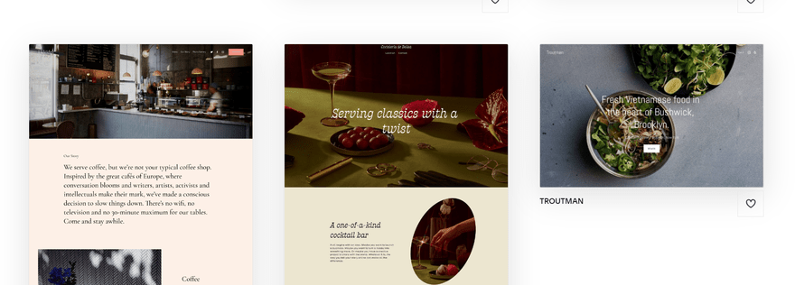 Squarespace Troutman template 1 Hovering over the Troutman template to preview it.