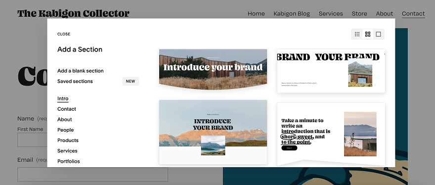 squarespace_web_builder_add_a_section Squarespace add a section