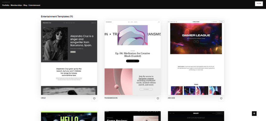 Squarespace_website_templates Selection of templates from Squarespace