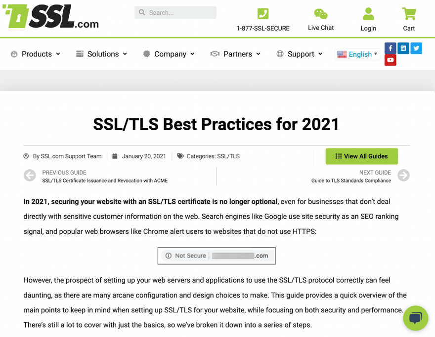 SSL.com SSL TLS best practices Article on SSL.com explaining the best practices of SSL and TLS