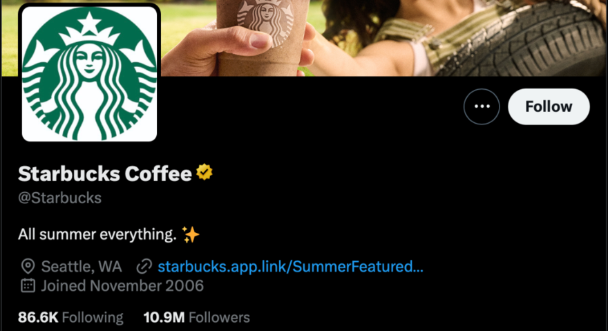starbucks social media A screenshot of Starbuck's Twitter/X page