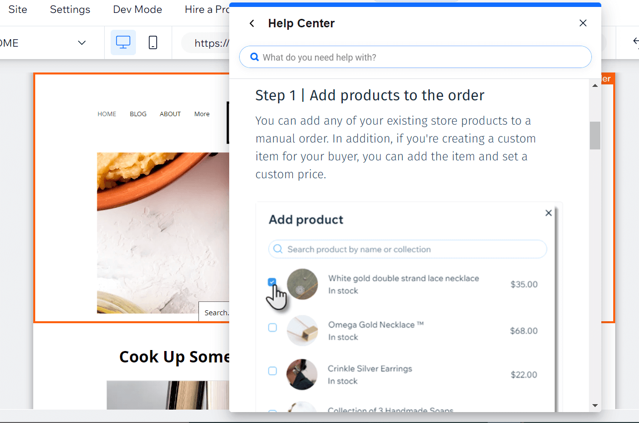 Wix Help Center Step by step tutorial A step by step tutorial in Wix Help Center