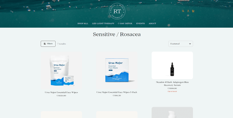 store example an ecommerce page with different supplements and sprays