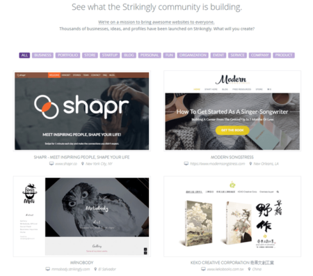 strikingly site examples
