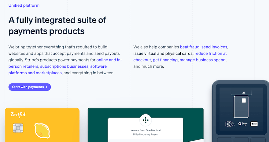 Stripe homepage screenshot Stripe homepage screenshot