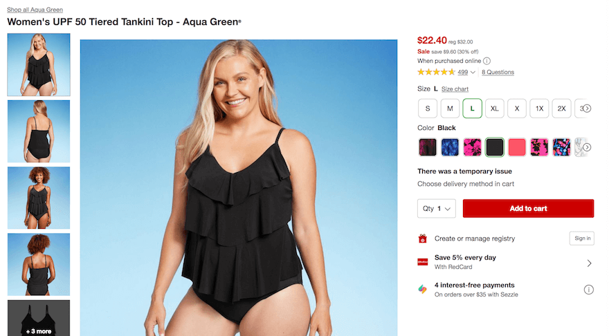 Target product page screenshot Target product page screenshot