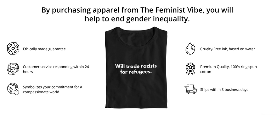 The Feminist Vibe homepage best print on demand shopify examples The Feminist Vibe homepage best print on demand shopify examples