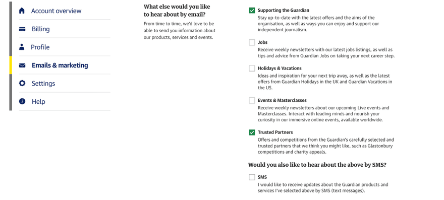 The Guardian email marketing