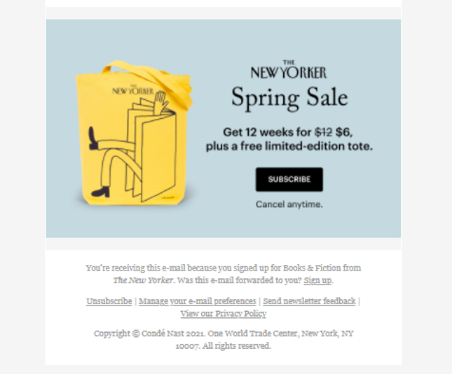 The New Yorker Email Example The New Yorker Email Example