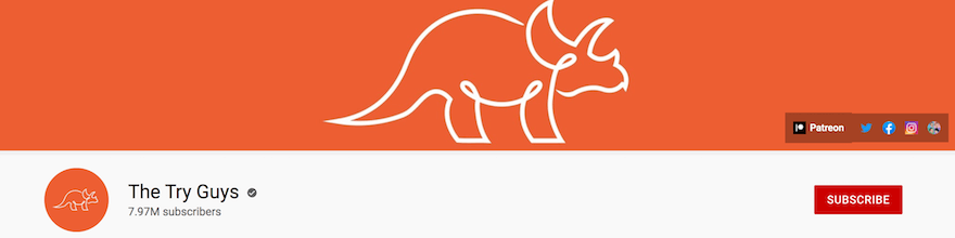 The Try Guys YouTube channel name screenshot YouTube channel header for The Try Guys