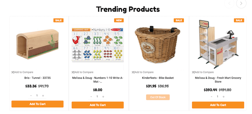 toys Selection of four trending products made by Knock on Wood, featuring four wooden kids toys
