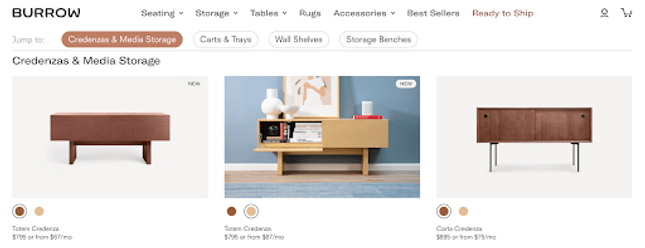 Ecommerce store Burrow Ecommerce store Burrow