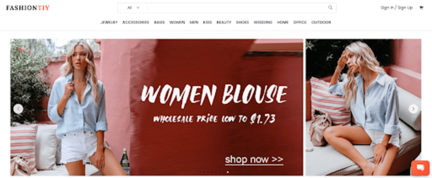 FashionTIY FashionTIY homepage showing models in womens clothing.
