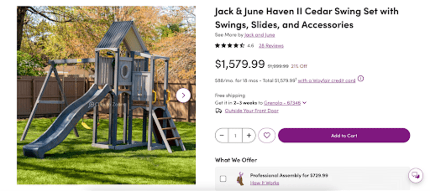 Wayfair product page