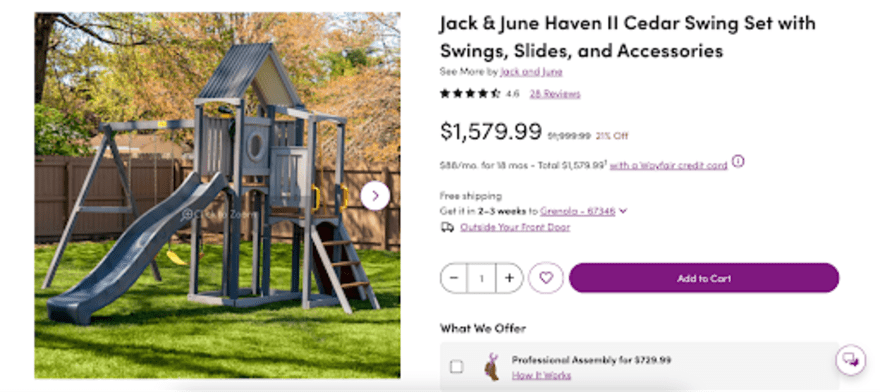 Wayfair product page Wayfair product page