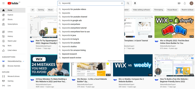 YouTube Search Bar Suggestions YouTube Search Bar Keywords