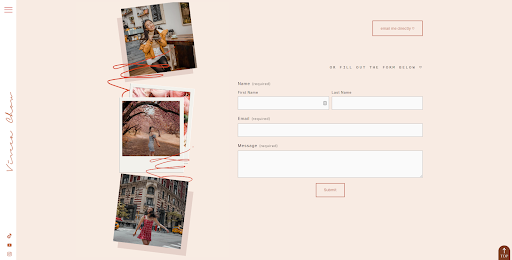 viveca chow contact form cream coloured contact form with a collage set of images