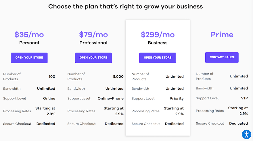 Volusion pricing plans website screenshot November 2023 Volusion pricing plans website screenshot November 2023