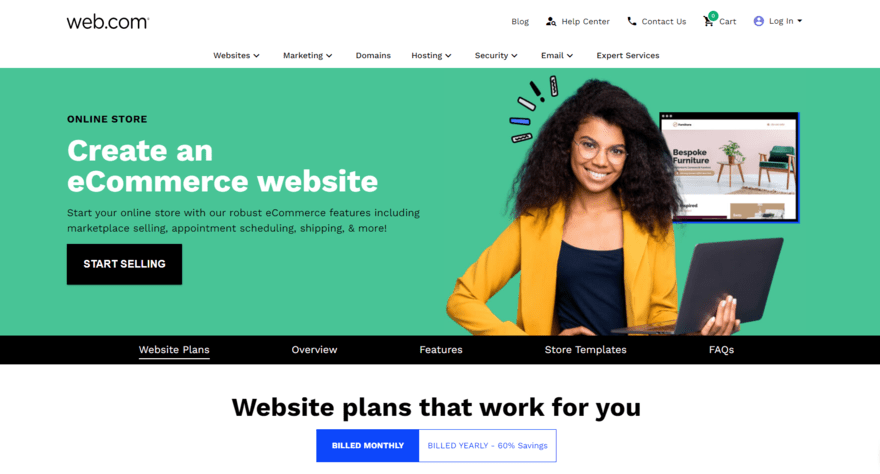 Webcom ecommerce builder homepage