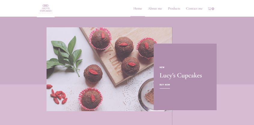 Homepage of Webflow demo website for Lucy's Cupcakes