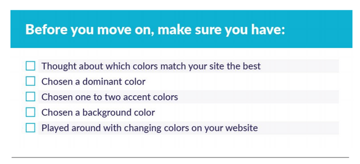 website builder checklist checklist items