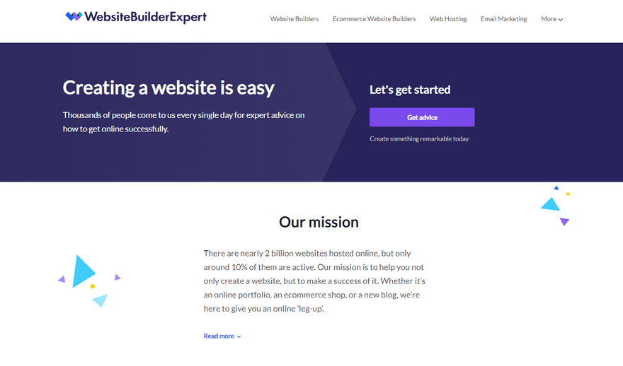 website builder expert color background example