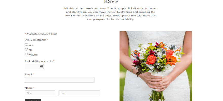weebly events theme john and maggy rsvp page