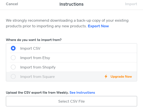 weebly import products weebly import products