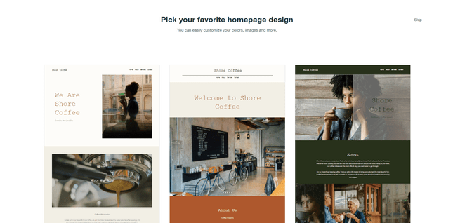 Wix ADI Homepage Options Wix ADI Homepage Options featuring three different homepages ranging from light to dark, each with images relating to their topic