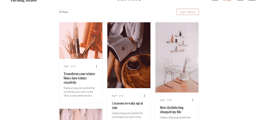 wix blog template turning heads posts feed