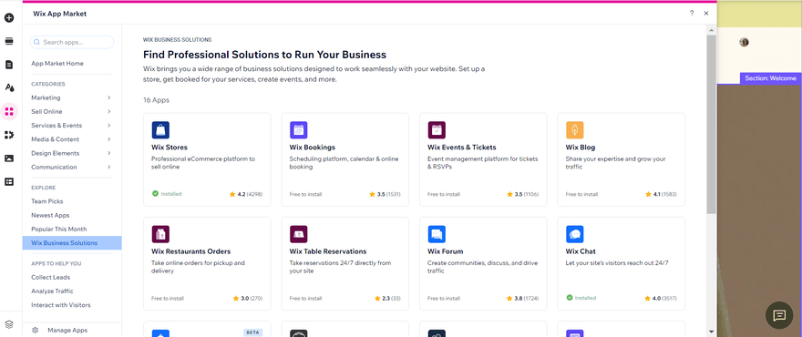 Wix business solution apps Selection of Wix business solution apps