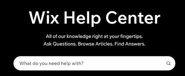 Wix Help Center search tool screenshot Wix Help Center search tool screenshot