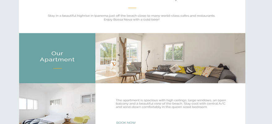 wix hotel template be my guest apartment info