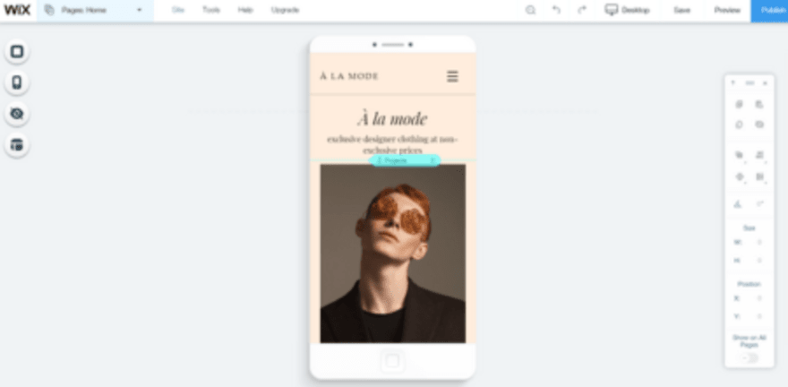 Wix’s mobile editor Wix’s mobile editor
